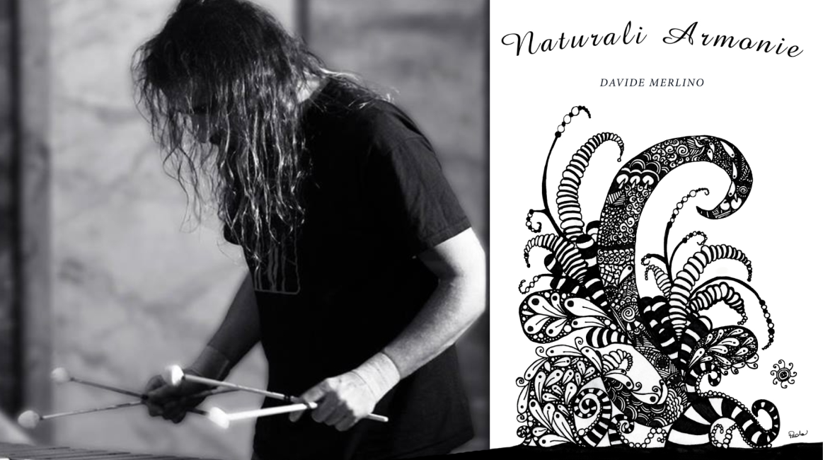 Davide Merlino che suona il vibrafono e disegno di copertina del CD