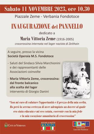 Inaugurazione del pannello dedicato a Maria Vittoria Zeme