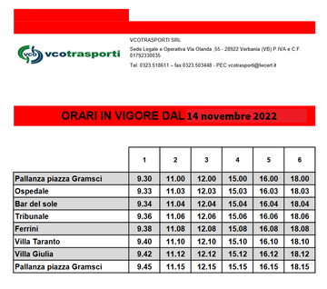 Immagine: Orari nuove corse Bus Pallanza VCO Trasporti